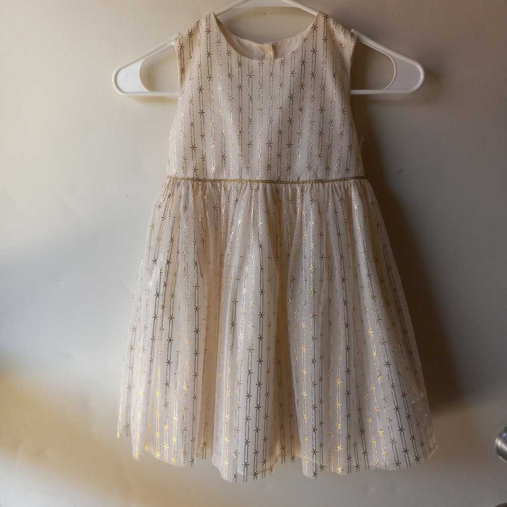 Wonder Nation 5T Cream and Gold Sleeveless Dress